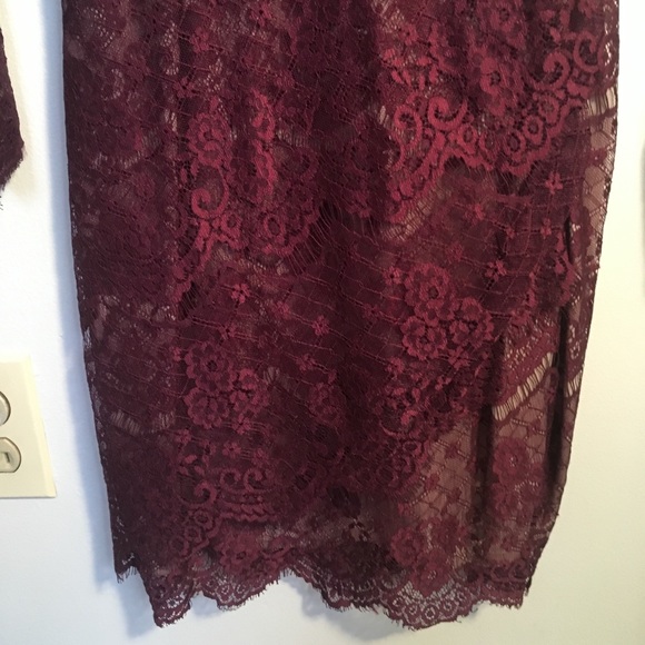 Deep Plunge V-neck dark purple lacey mini dress - Picture 7 of 8